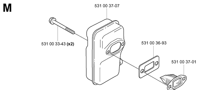 Muffler Diagram and Parts List for 155B 20014000001-20041499999 Husqvarna Leaf Blower / Vacuum