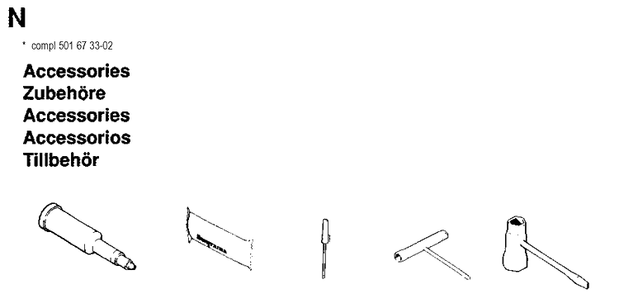 Accessories Diagram and Parts List for 262XP 19900900001-19910900000 Husqvarna Chainsaw