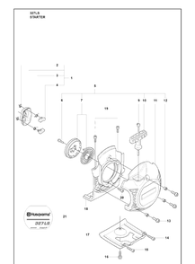 Starter Diagram and Parts List for 327LS 2009-08 Husqvarna Trimmer