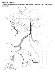 Electrical Diagram and Parts List for YTH1848XP (954170057-C)(2003-01) Husqvarna Lawn Tractor