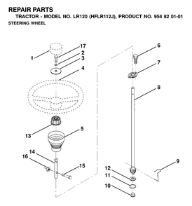 Steering Diagram and Parts List for LR120 (954820101-J)(2000-02) Husqvarna Lawn Tractor
