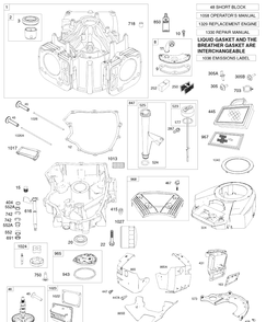 Briggs Engine Image 1 Diagram and Parts List for YTH2348 (917289571)(2010-04) Husqvarna Lawn Mower
