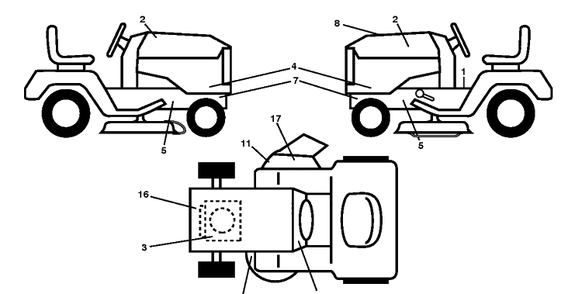 Decals Diagram and Parts List for TS142L  Husqvarna Lawn Tractor