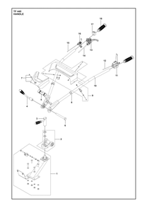 Handle Diagram and Parts List for TF440  Husqvarna Tiller