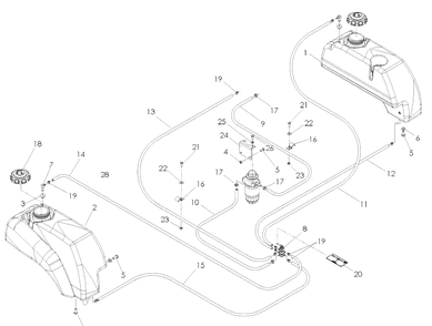 Fuel System Diagram and Parts List for BZ6127D (968999262)(2005-08) Husqvarna Lawn Mower