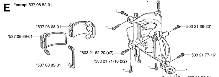 Clutch Cover Diagram and Parts List for 326HD75 (X-SERIES)(20030100001-20062700000) Husqvarna Hedge Trimmer