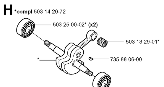 Crankshaft Diagram and Parts List for 3120 20013500001-Current Husqvarna Chainsaw