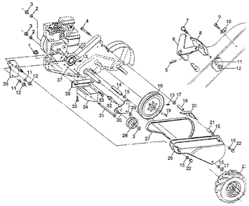 Mainframe, Left Side Diagram and Parts List for CRT50 (954000031-D)(1993-01) Husqvarna Tiller
