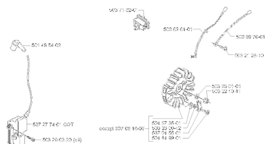Ignition/Flywheel Diagram and Parts List for 372XPW 2007-01 Husqvarna Chainsaw