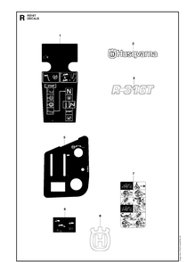 Decals Diagram and Parts List for R316T  Husqvarna Lawn Mower