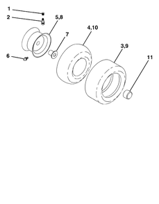 Wheels And Tires Diagram and Parts List for YTH2148 (954572035-B)(2005-01) Husqvarna Lawn Tractor