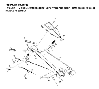 Handle Diagram and Parts List for CRT81 (954170054-G)(2003-01) Husqvarna Tiller