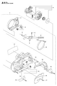 Clutch Cover Diagram and Parts List for 455ERANCHER 2013-01 Husqvarna Chainsaw