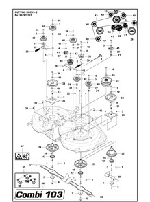 41 Inch/103cm Cutting Deck Diagram and Parts List for C103  Husqvarna Lawn Mower