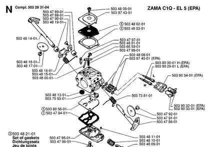 Part Location Diagram of 503283104 Husqvarna Carburetor