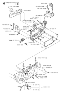 Crankcase Diagram and Parts List for 346XP 20041000001-20070799999 Husqvarna Chainsaw