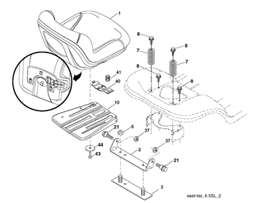 Seat Diagram and Parts List for YTH26V54 (96043013201)(2011-08) Husqvarna Lawn Tractor