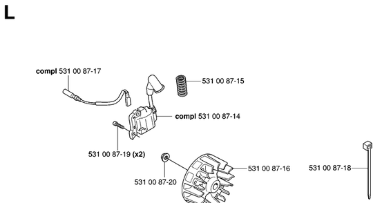 Ignition System Diagram and Parts List for 324HDA55 (X-SERIES)(20053600001-Current) Husqvarna Hedge Trimmer