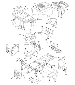 Chassis And Enclosures Diagram and Parts List for YTH1542 (954567048-A)(2000-11) Husqvarna Lawn Tractor