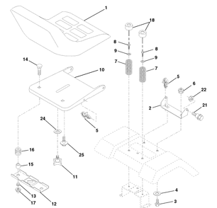 Seat Assembly Diagram and Parts List for LTH130 (954140005G)(1998-07) Husqvarna Lawn Mower