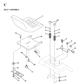 Seat Diagram and Parts List for YTH160 (HEYTH160C)(1997-02) Husqvarna Lawn Tractor