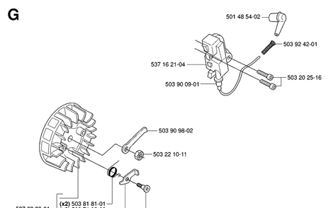 Ignition System Diagram and Parts List for 338XPT 20063600001-20100600000 Husqvarna Chainsaw