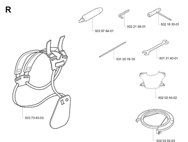 Accessories Diagram and Parts List for 142R 19994000001-20001900000 Husqvarna Brush Cutter