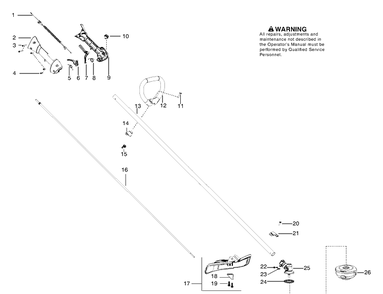 Handle, Shaft And Cutting Head Diagram and Parts List for 125L 2006-01 Husqvarna Trimmer