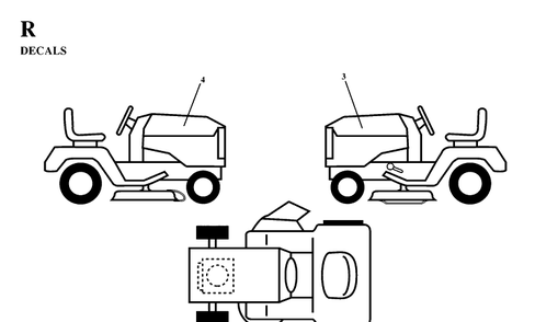 Decals Diagram and Parts List for YTH130 1997-02 Husqvarna Lawn Tractor