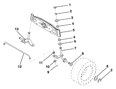 Front Axle Diagram and Parts List for LR100 (954000572-A)(1995-03) Husqvarna Lawn Tractor