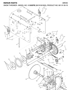 Drive Diagram and Parts List for 1130STE (96191001902)(2007-10) Husqvarna Snow Blower