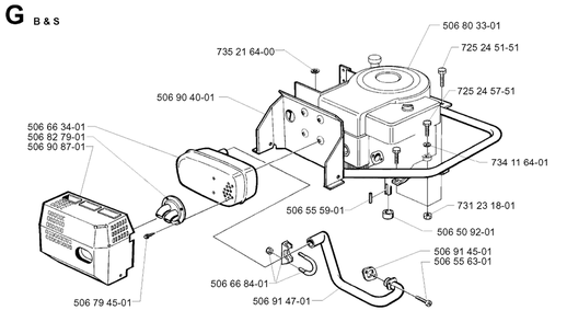 Engine Diagram and Parts List for R13BIO 1999-11 Husqvarna Lawn Tractor
