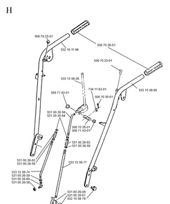 Handle Diagram and Parts List for 10-30  Husqvarna Snow Blower