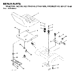 Seat Diagram and Parts List for YTH2148D (954571960)(2004-04) Husqvarna Lawn Tractor