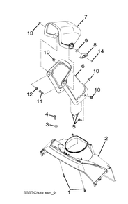Control Panel And Discharge Chute Diagram and Parts List for ST121E (96181000900)(2011-06) Husqvarna Snow Blower