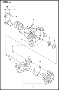 Crankcase Diagram and Parts List for 525HE3  Husqvarna Trimmer