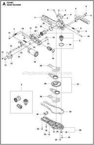 Gear Housing Diagram and Parts List for 525HE3  Husqvarna Trimmer
