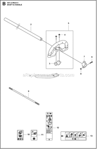 Shaft And Handle Diagram and Parts List for 525LSMARKII  Husqvarna Trimmer