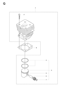 Cylinder Piston Diagram and Parts List for 241RJ  Husqvarna Brush Cutter