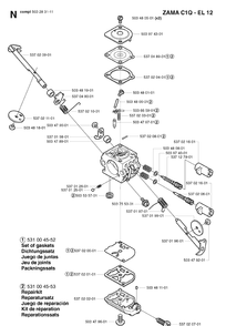 Carburetor Details Diagram and Parts List for 326P 20021800001-20042300000 Husqvarna Pole Saw