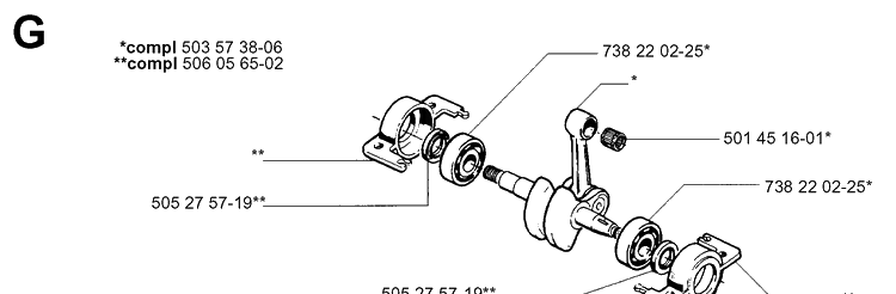 Crankshaft Diagram and Parts List for 40 20013500001-Current Husqvarna Chainsaw