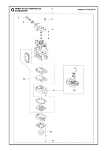 Carburetor Diagram and Parts List for 580BFS-BTS Mark III Husqvarna Leaf Blower / Vacuum