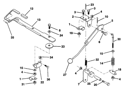 Mower Lift Lever Diagram and Parts List for LR12 (954000762-A)(1994-01) Husqvarna Lawn Tractor