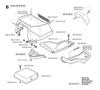 Hood Diagram and Parts List for R16 2003-01 Husqvarna Lawn Tractor