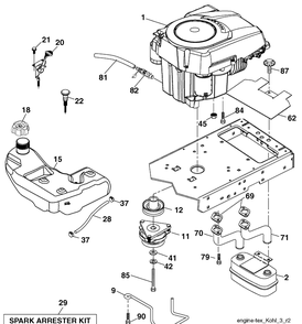 Engine Diagram and Parts List for YTH2042TD (96041005403)(2010-02) Husqvarna Lawn Mower