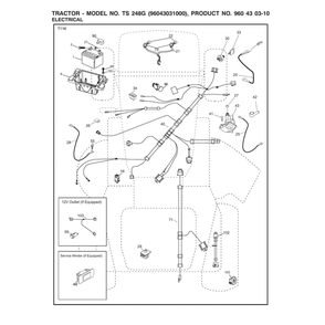 Electrical Diagram and Parts List for 96043031000  Husqvarna Lawn Tractor