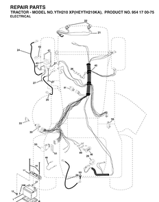 Electrical Diagram and Parts List for YTH210XP (HEYTH210KA)(2003-01) Husqvarna Lawn Tractor