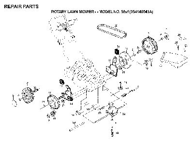 Repair Parts Diagram and Parts List for 56SF (954140043A, 532702511)(1998-02) Husqvarna Lawn Mower