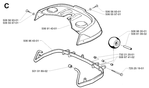 Protection Frame 2 Diagram and Parts List for R13 2002-02 Husqvarna Lawn Tractor