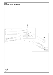 Camshaft And Valve Diagram and Parts List for HV764  Husqvarna Engine